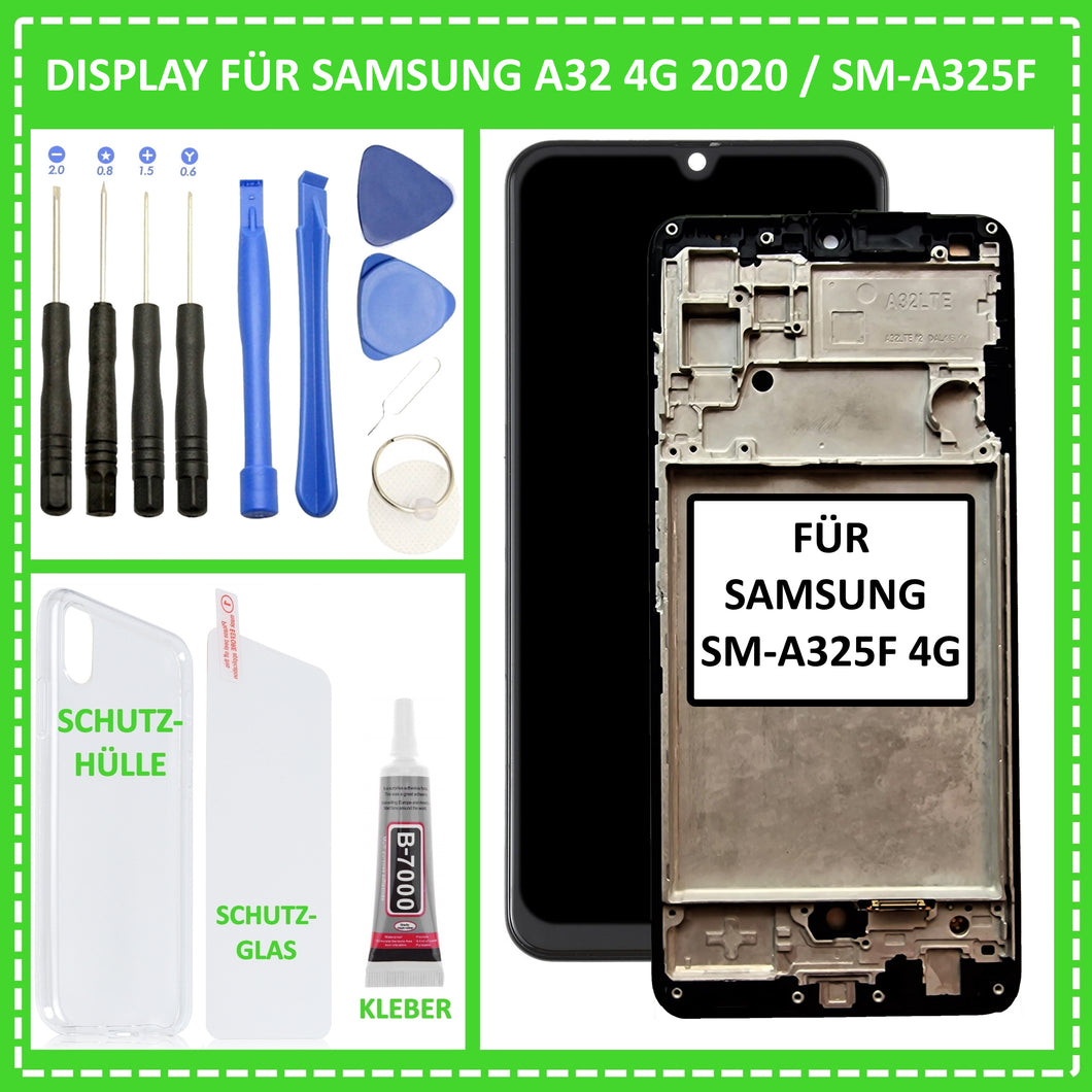 LCD Display für Samsung Galaxy A32 4G 2020 SM-A325F Touch Screen Bildschirm + Rahmen