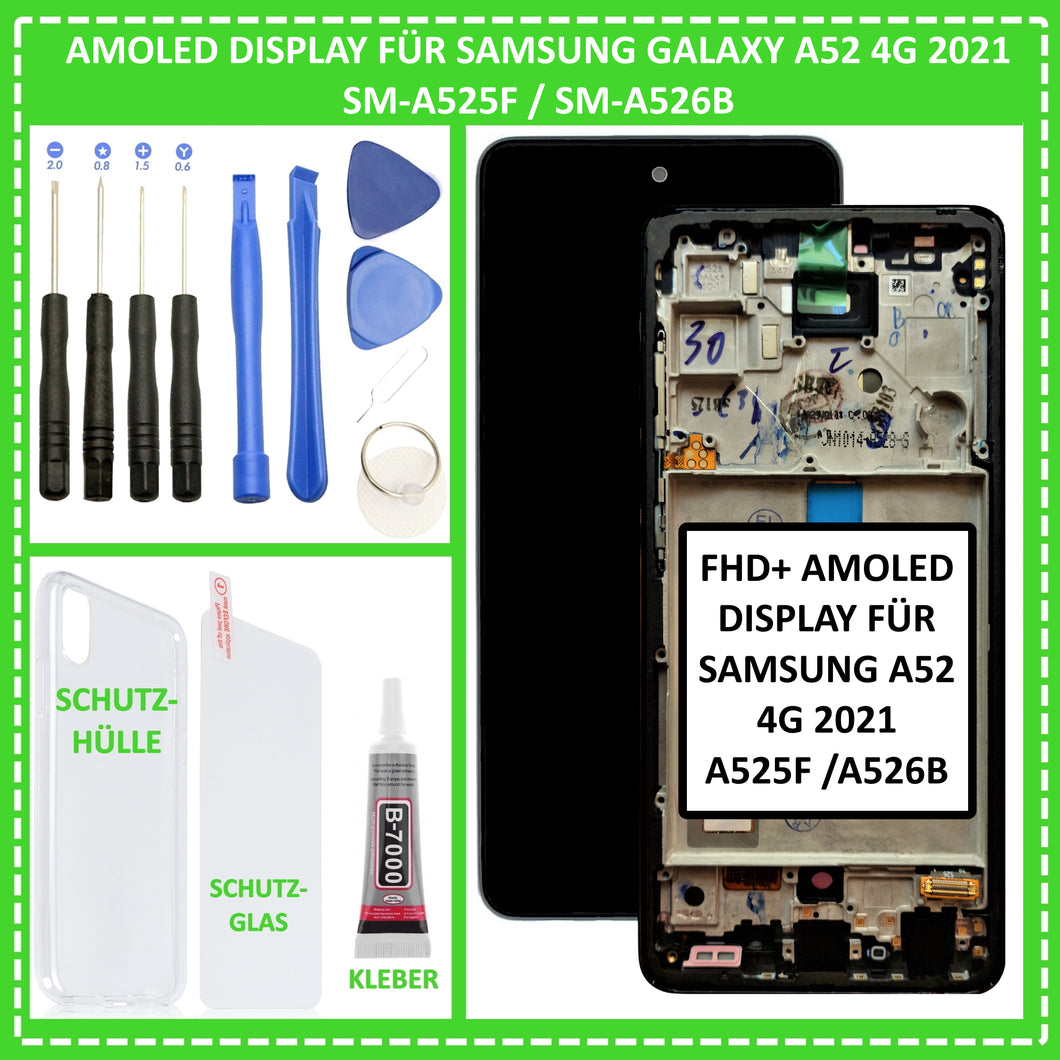 AMOLED Display für Samsung A52 4G 2021 (SM-A525F) (SM-A526B) LCD FHD Touch Screen Glas